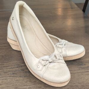 Metallic Linen Wedge Loafer